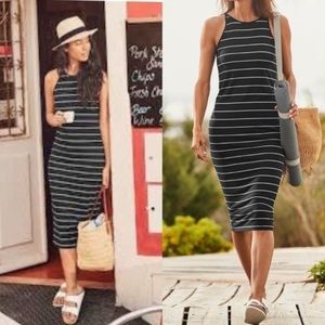 ATHLETA Sunkissed Black and White Striped Midi Dress Sz XL